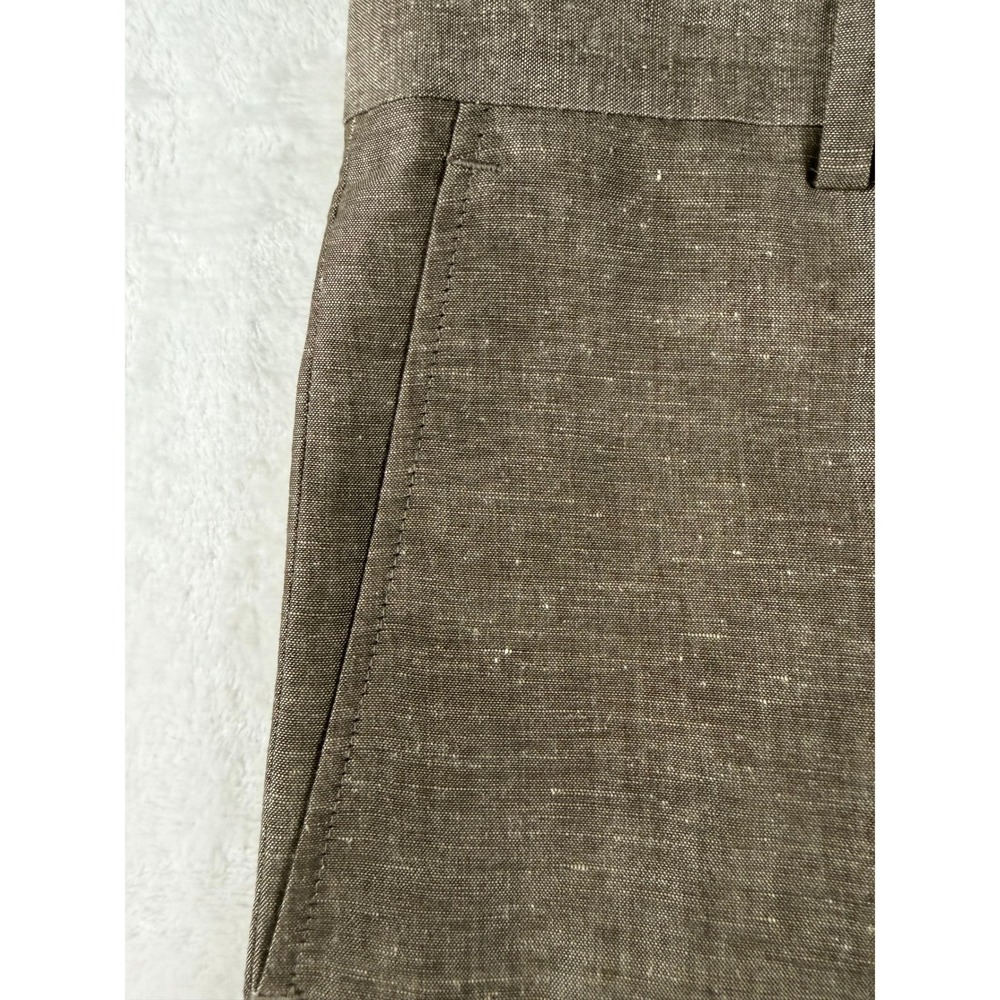 Louis Raphael Tailored Slim Fit Linen Viscose Wheat Brown Mens Shorts Size 35 - Picture 4 of 10